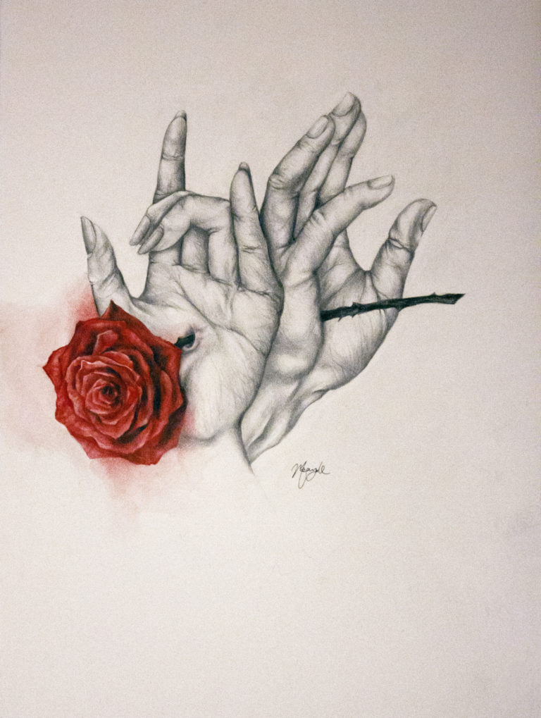 Hand Study, Pencil and Watercolor